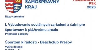 Prešovský samosprávny kraj podpoirl rozvoj športovej infraštruktúry